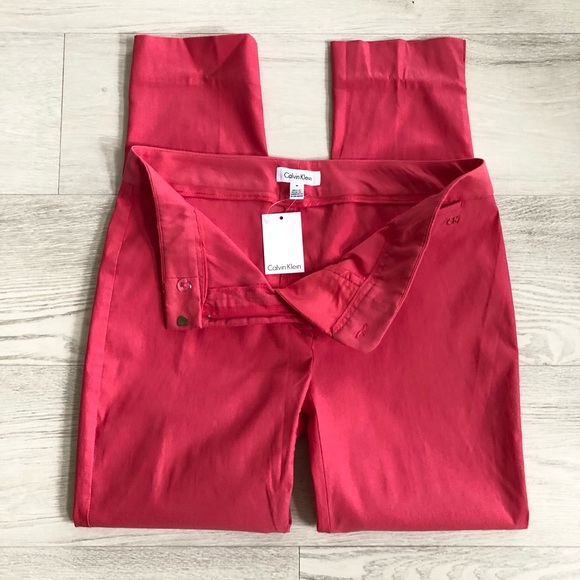 NWT Calvin Klein Coral Skinny Vented Hem Pants - Picture 8 of 16